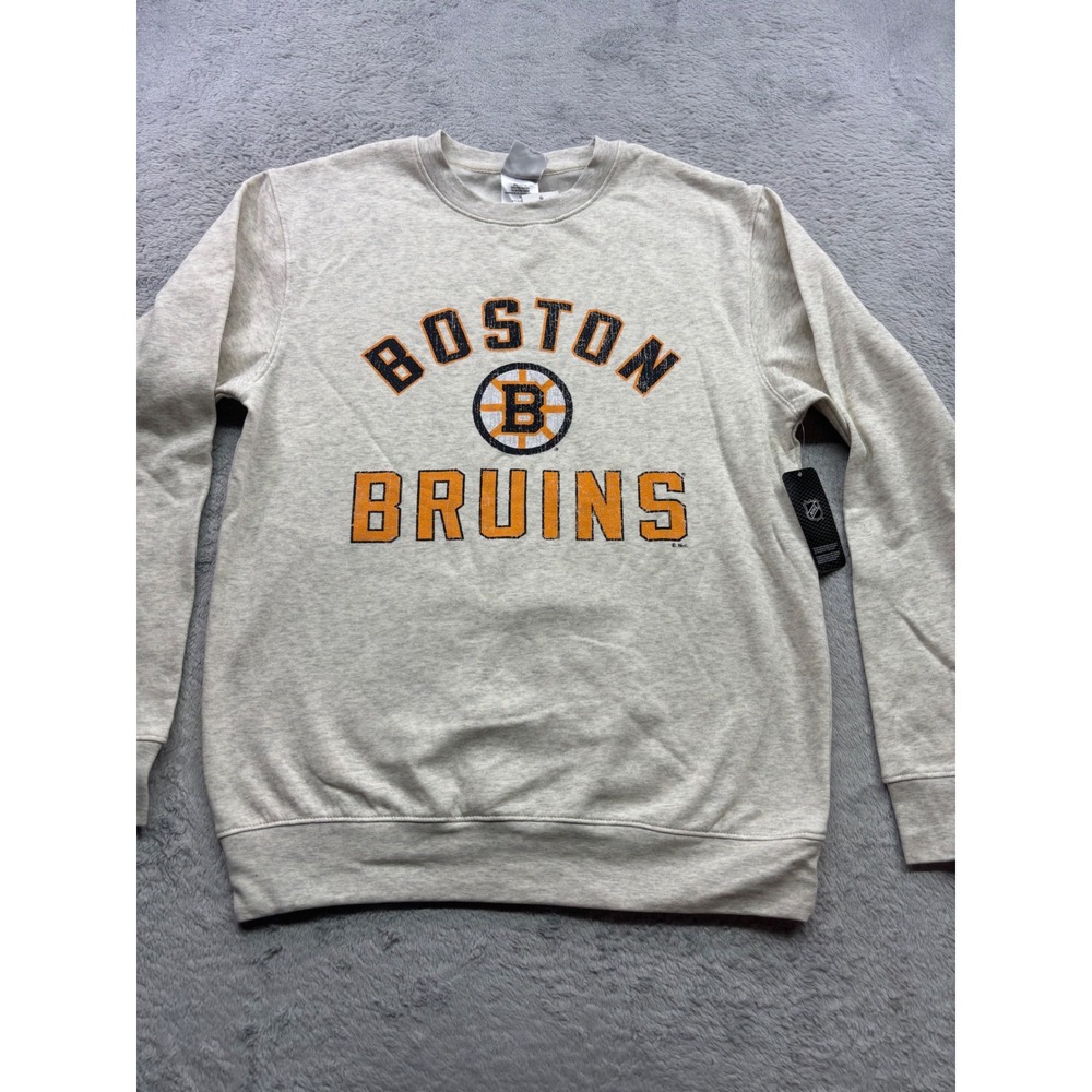 NHL Boston Bruins Mens Oatmeal Heather Crewneck Sweatshirt Medium NWT